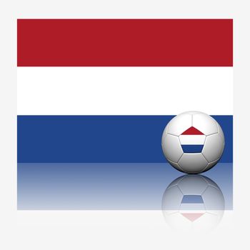 Netherlands soccer football and flag with reflect on white background