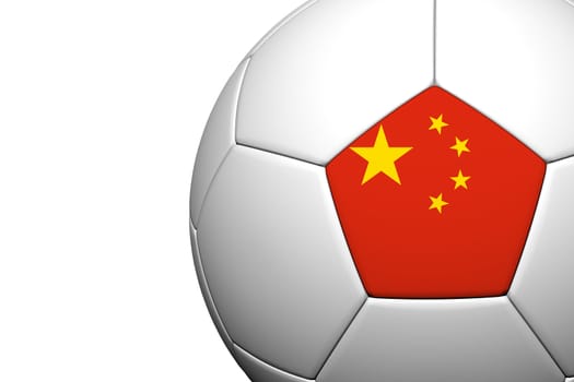 China Flag Pattern 3d rendering of a soccer ball isolate on white background