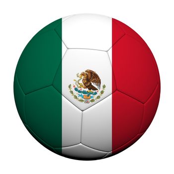Mexico Flag Pattern 3d rendering of a soccer ball