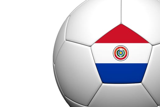 Paraguay Flag Pattern 3d rendering of a soccer ball isolate on white background