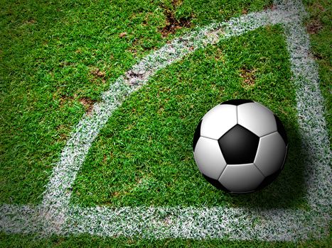 Soccer Ball on Corner Kick from top view