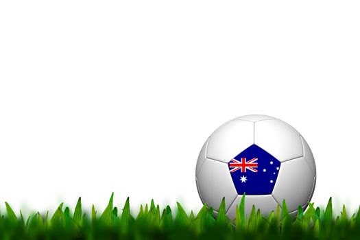 3D Soccer balll Australia Flag Patter on green grass over white background