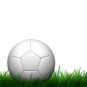 3D Football in green grass on white background