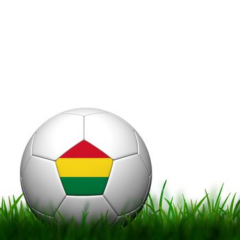 3D Football Bolivia Flag Patter in green grass on white background