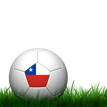 3D Football Chile Flag Patter in green grass on white background