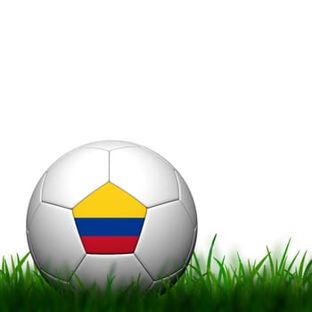 3D Football Colombia Flag Patter in green grass on white background