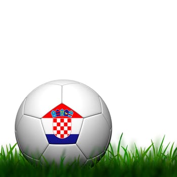 3D Football Croatia Flag Patter in green grass on white background