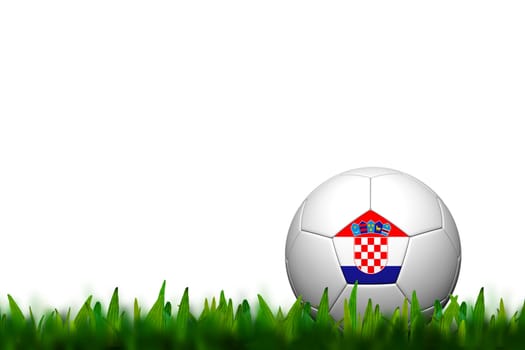 3D Soccer balll Croatia Flag Patter on green grass over white background