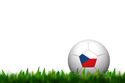 3D Soccer balll Czech Flag Patter on green grass over white background