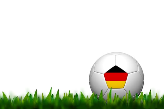 3D Soccer balll Germany Flag Patter on green grass over white background