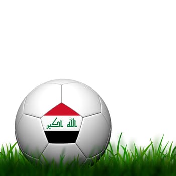 3D Football Iraq Flag Patter in green grass on white background