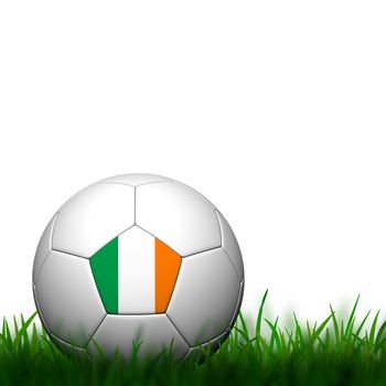 3D Football Ireland Flag Patter in green grass on white background