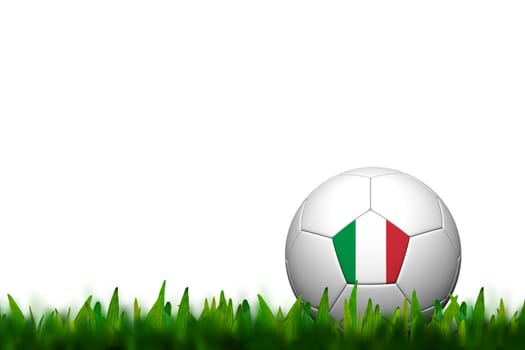 3D Soccer balll Italy Flag Patter on green grass over white background