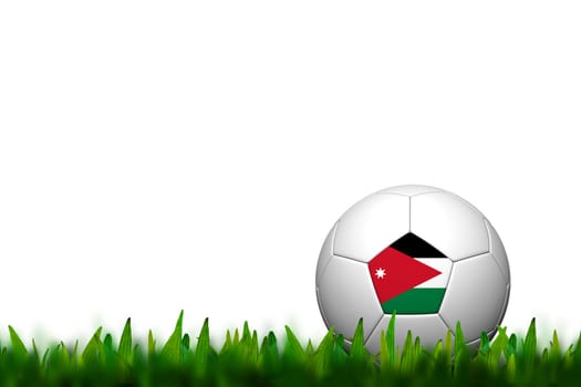 3D Soccer balll Jordan Flag Patter on green grass over white background