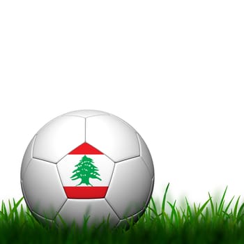 3D Football Lebanon Flag Patter in green grass on white background