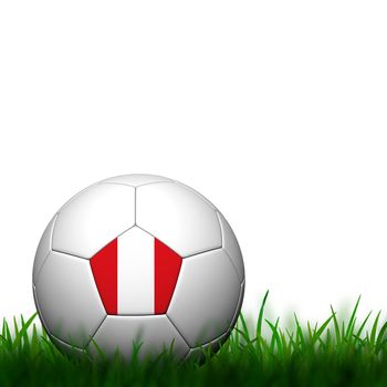 3D Football Peru Flag Patter in green grass on white background