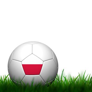 3D Football Poland Flag Patter in green grass on white background