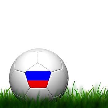 3D Football Russia Flag Patter in green grass on white background