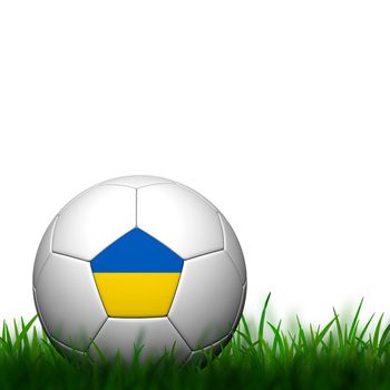 3D Football Ukraine Flag Patter in green grass on white background