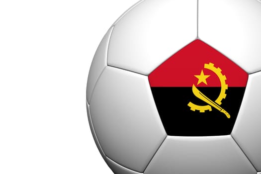 Angola Flag Pattern 3d rendering of a soccer ball isolate on white background