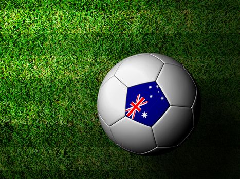 Australia Flag Pattern 3d rendering of a soccer ball in green grass