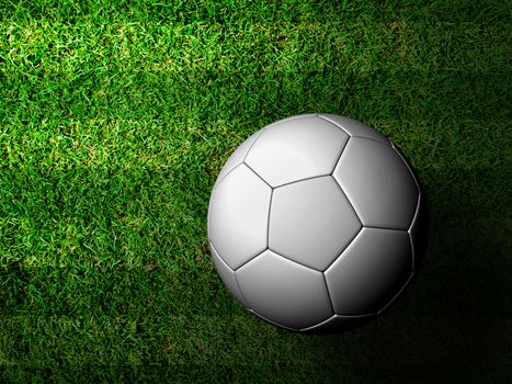 3d rendering of a soccer ball in green grass