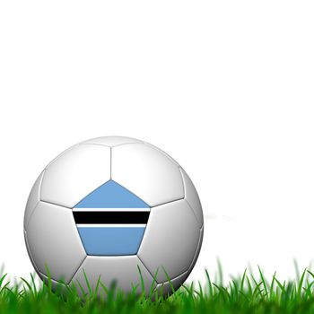 3D Soccer balll  Botswana Flag Patter on green grass over white background