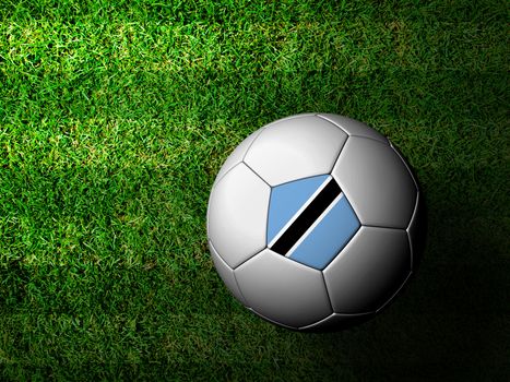 Botswana Flag Pattern 3d rendering of a soccer ball in green grass