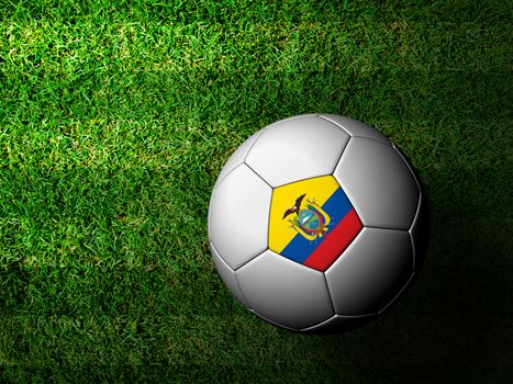 Ecuador Flag Pattern 3d rendering of a soccer ball in green grass