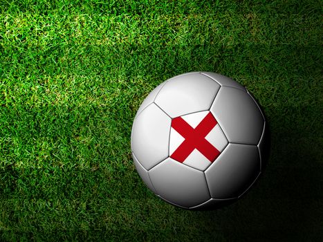 England Flag Pattern 3d rendering of a soccer ball in green grass