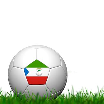 3D Soccer balll  Equatorial Guinea Flag Patter on green grass over white background