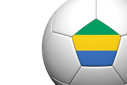 Gabon Flag Pattern 3d rendering of a soccer ball isolate on white background