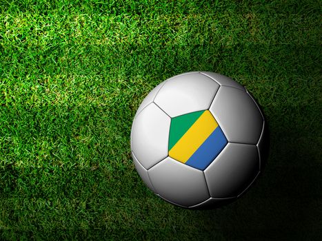 Gabon Flag Pattern 3d rendering of a soccer ball in green grass