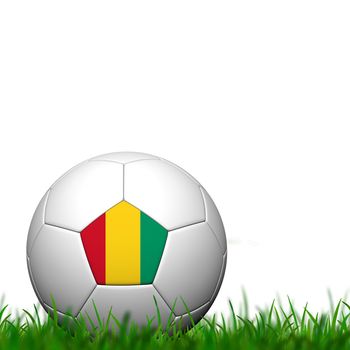 3D Soccer balll Guinea Flag Patter on green grass over white background