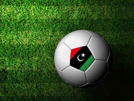 Libya Flag Pattern 3d rendering of a soccer ball in green grass