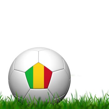 3D Soccer balll Mali Flag Patter on green grass over white background