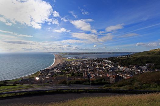 Chesil beach and Weymouth harbour Dorset home of the 2012 olympic sailing