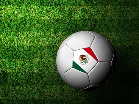 Mexico  Flag Pattern 3d rendering of a soccer ball in green grass