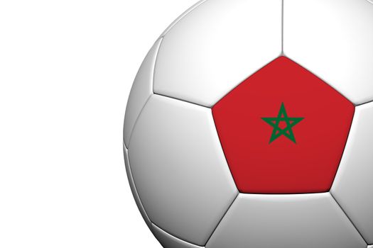 Morocco Flag Pattern 3d rendering of a soccer ball isolate on white background