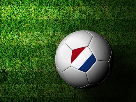 Netherlands Flag Pattern 3d rendering of a soccer ball in green grass