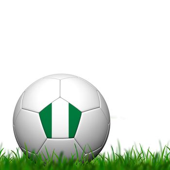 3D Soccer balll Nigeria Flag Patter on green grass over white background