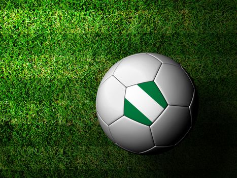 Nigeria Flag Pattern 3d rendering of a soccer ball in green grass