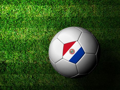 Paraguay Flag Pattern 3d rendering of a soccer ball in green grass