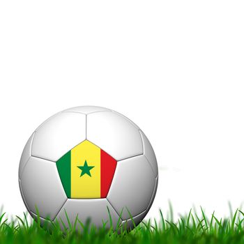 3D Soccer balll Senegal Flag Patter on green grass over white background