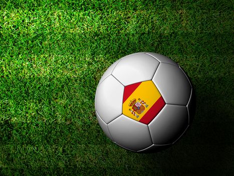 Spain Flag Pattern 3d rendering of a soccer ball in green grass