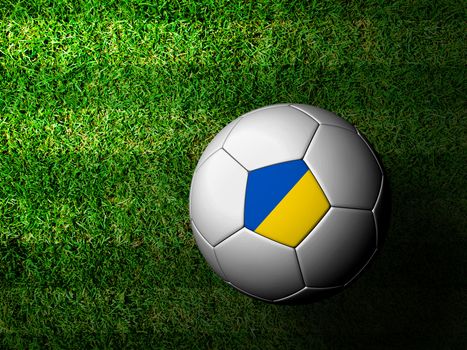 Ukraine  Flag Pattern 3d rendering of a soccer ball in green grass