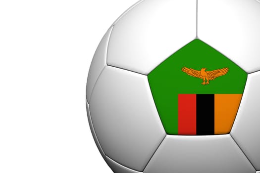 Zambia Flag Pattern 3d rendering of a soccer ball isolate on white background