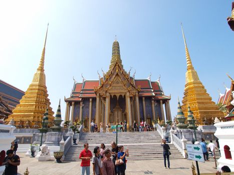 BANGKOK THAILAND - December 29:Tourist and visitors admiring the beautifully decorated Buddhist temples, Bangkok Thailand.     