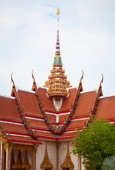 Detail of the facade of an old Buddhist temple. Thailand, wat Chalong.