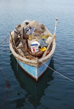 Old fishing boat with equipment